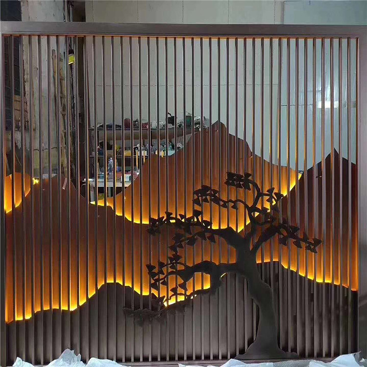 梅县售楼部定制不锈钢山峦屏风不锈负钢隔断众钰定制
