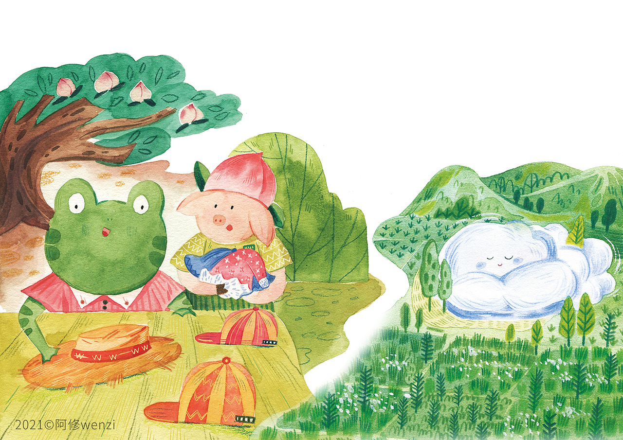 儿童文学作品《爱上一朵云》水彩手绘（图ZMjU2MDI4NjE2） - 儿童插画 - 站酷设计师阿修wenzi原创素材 - 站酷ZCOOL