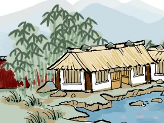 杜甫草堂 卡通 景点 国画风格_涂三余-站酷zcool