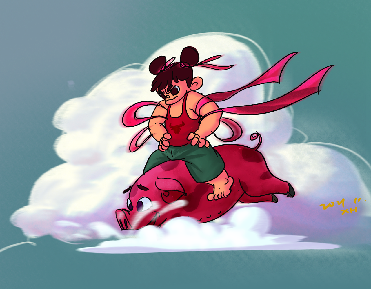 骑猪大圣|插画|艺术插画|burenaa - 原创作品 - 站酷 (zcool)