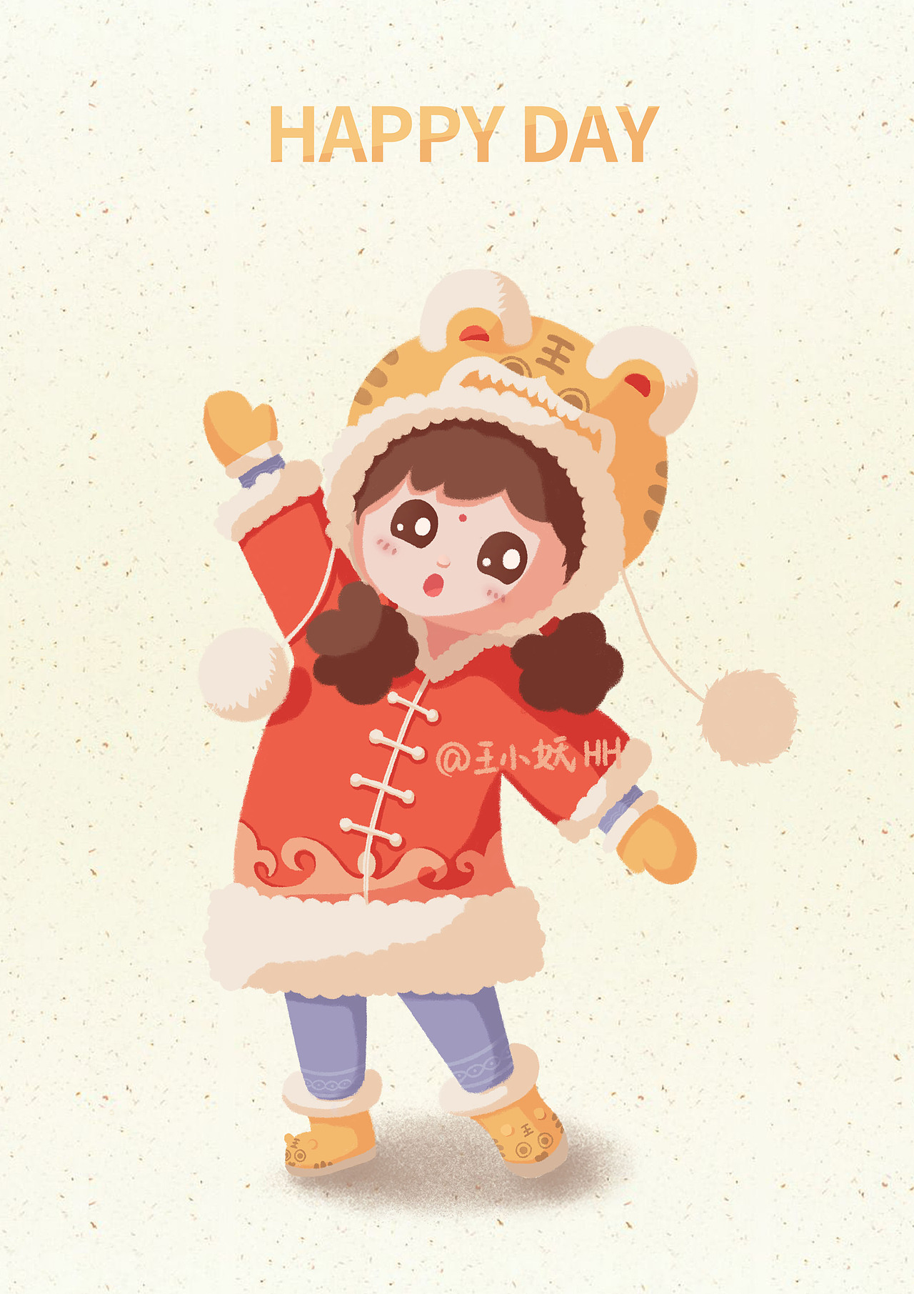 戴虎头帽的小女孩（图ZMjg2ODQ2MzEy） - 商业插画 - 站酷设计师王小妖HH原创素材 - 站酷ZCOOL