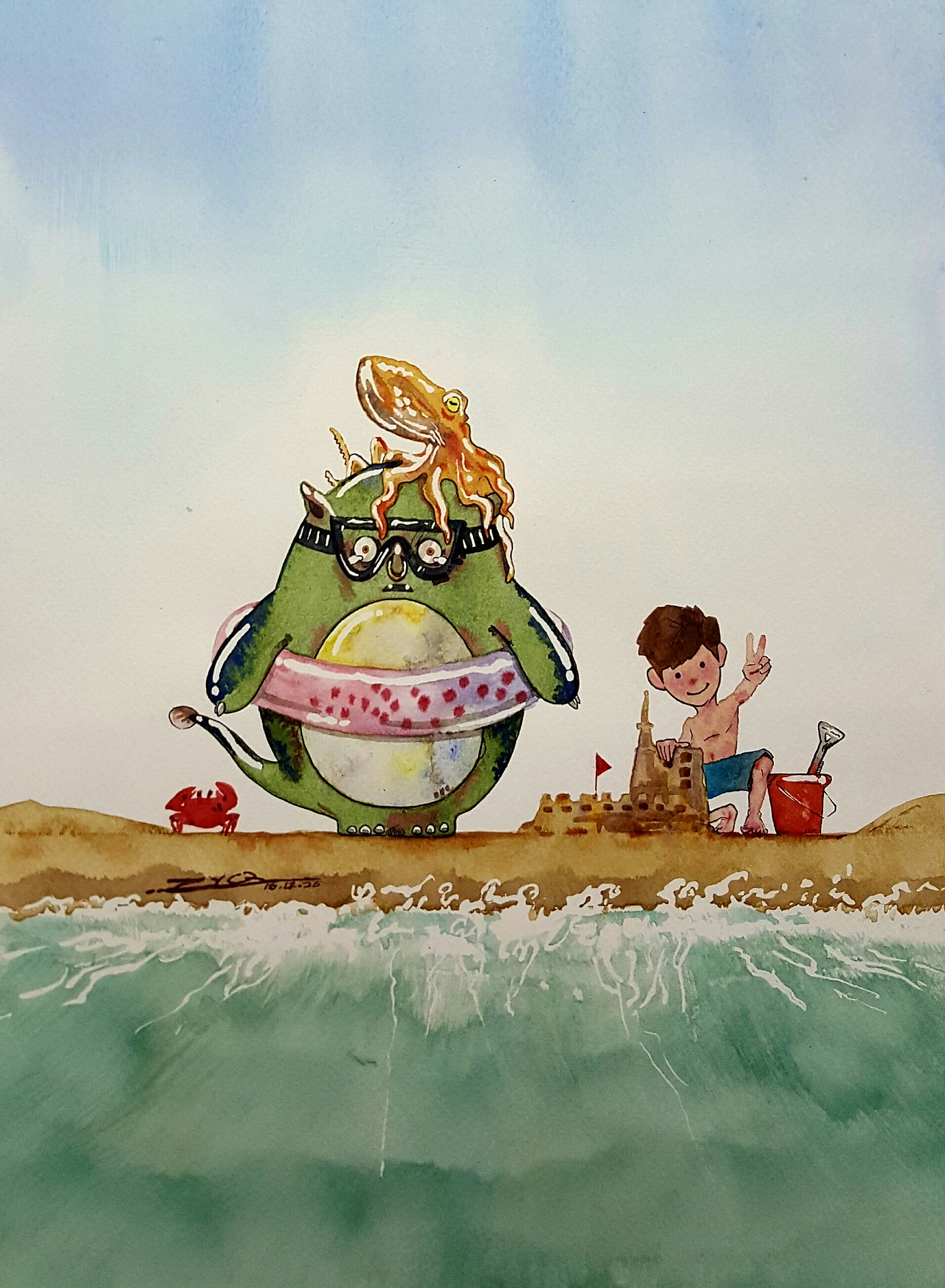 筆下的原創(chuàng)水彩插畫~玩意兒(????ω????)希望大家喜歡咯~（圖ZNjQ1MDQ1NDQ=） - 藝術插畫 - 站酷設計師趙延強ART原創(chuàng)素材 - 站酷ZCOOL