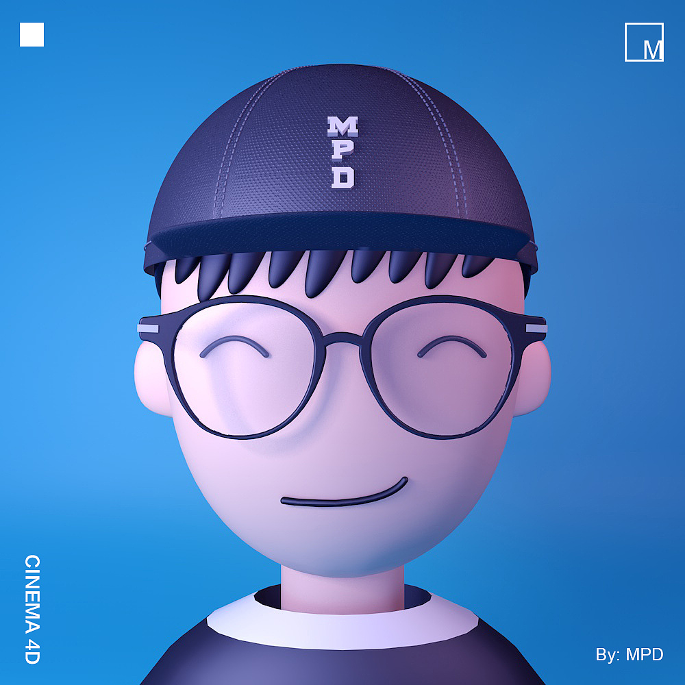 器建模:cinema 4d最近一直在学习c4d,照着教程给自己做了一个小头像