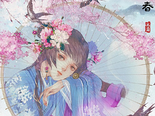 【古風插畫】西湖綢傘之人間四時