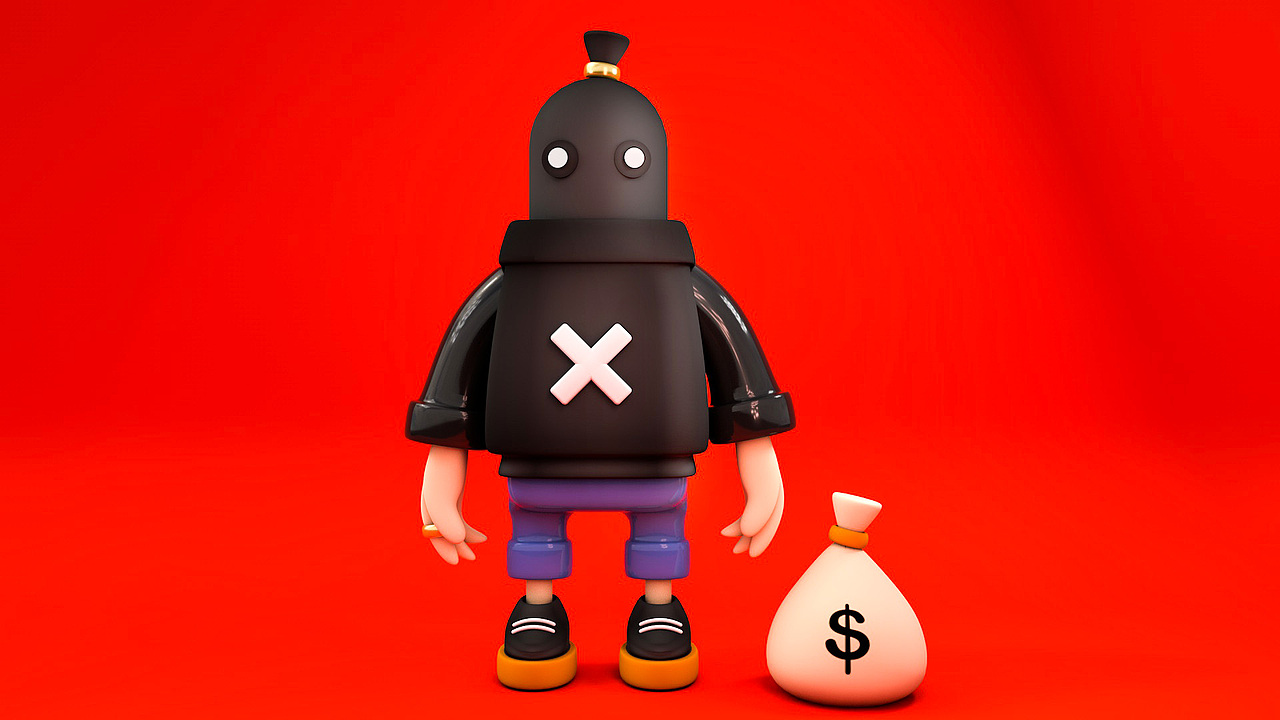 c4d小偷卡通建模红色场景