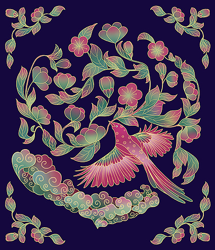 喜-喜鹊结合梅花与祥云