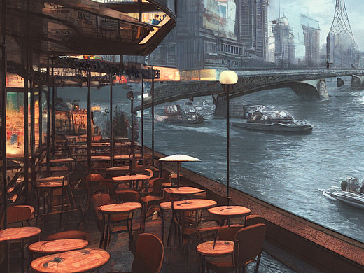 #AI创作实验室#塞纳河畔的咖啡馆