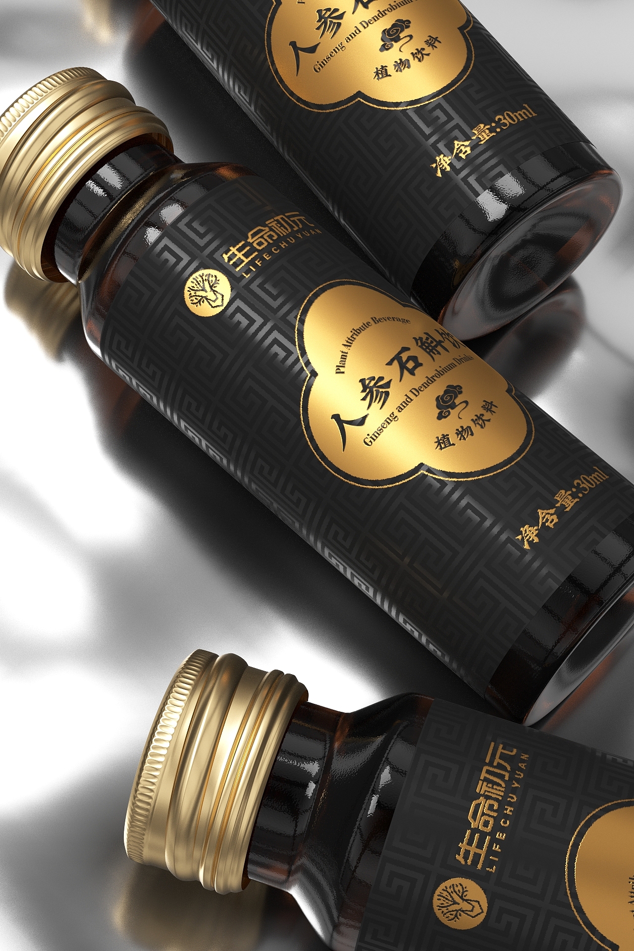 保健包装设计人参石斛饮口服液包装©刘益铭原创作品