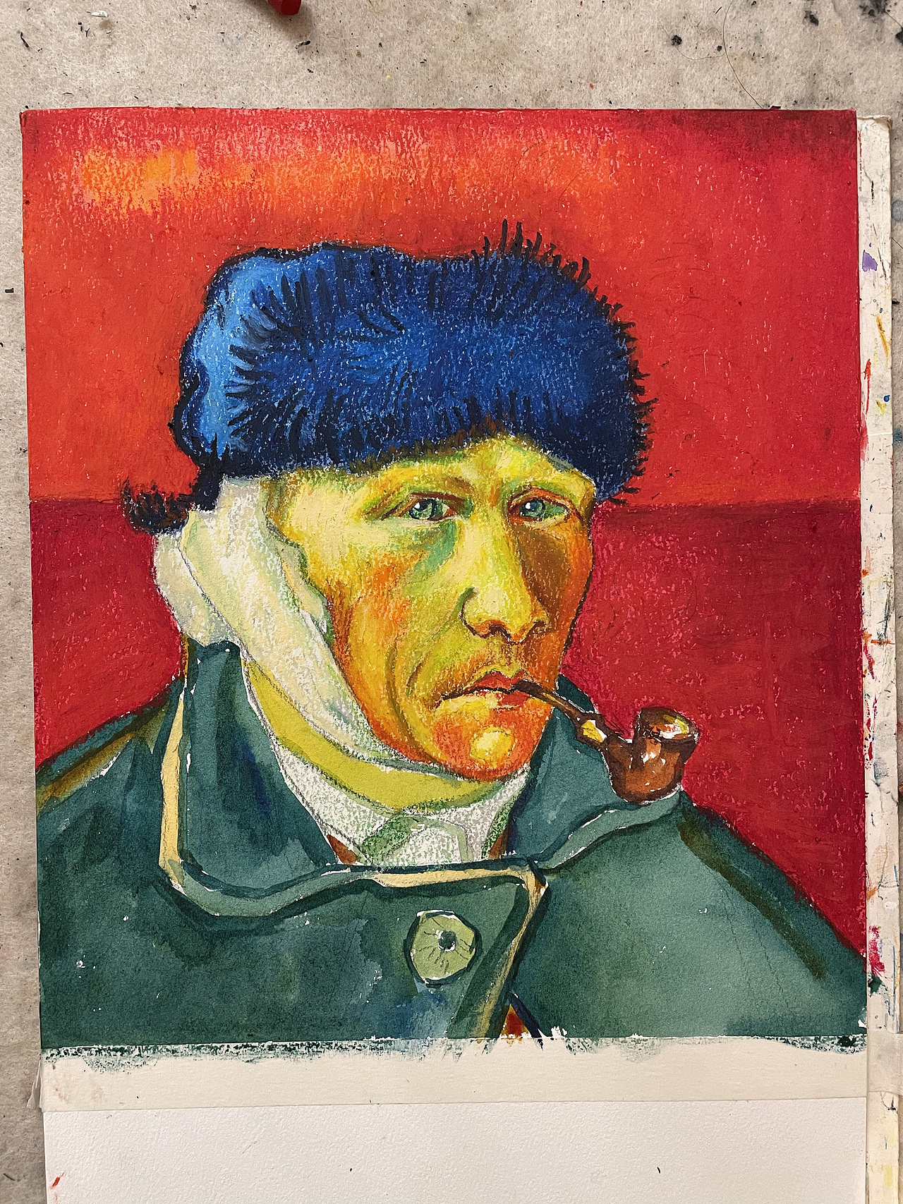 油画棒教程分享之梵高自画像（图ZMjM3NDI5NzU2） - 绘画 - 站酷设计师慕渔艺术原创素材 - 站酷ZCOOL