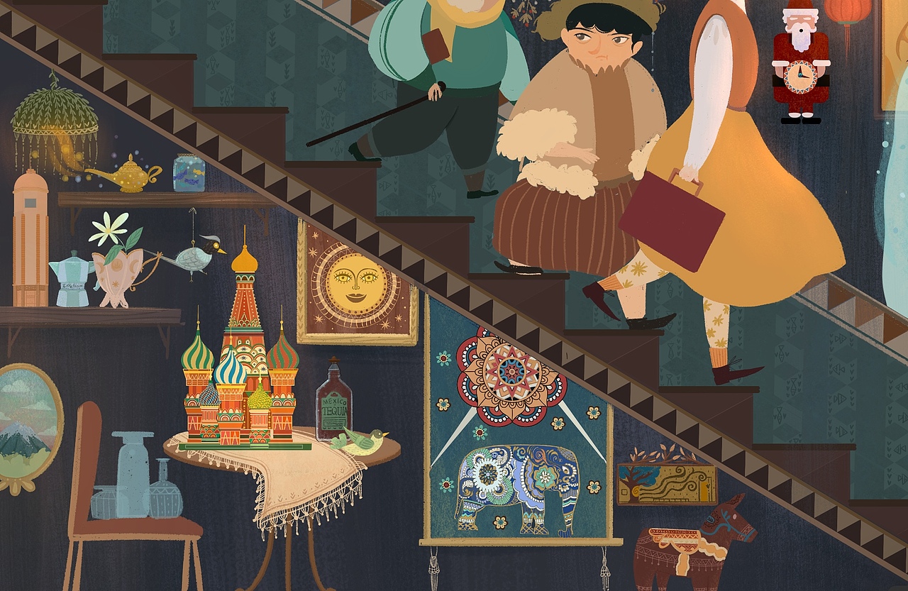 扁平風插畫《紀念品商店》（圖ZMzE1NDQ3OTUy） - 商業(yè)插畫 - 站酷設計師大碗島原創(chuàng)素材 - 站酷ZCOOL