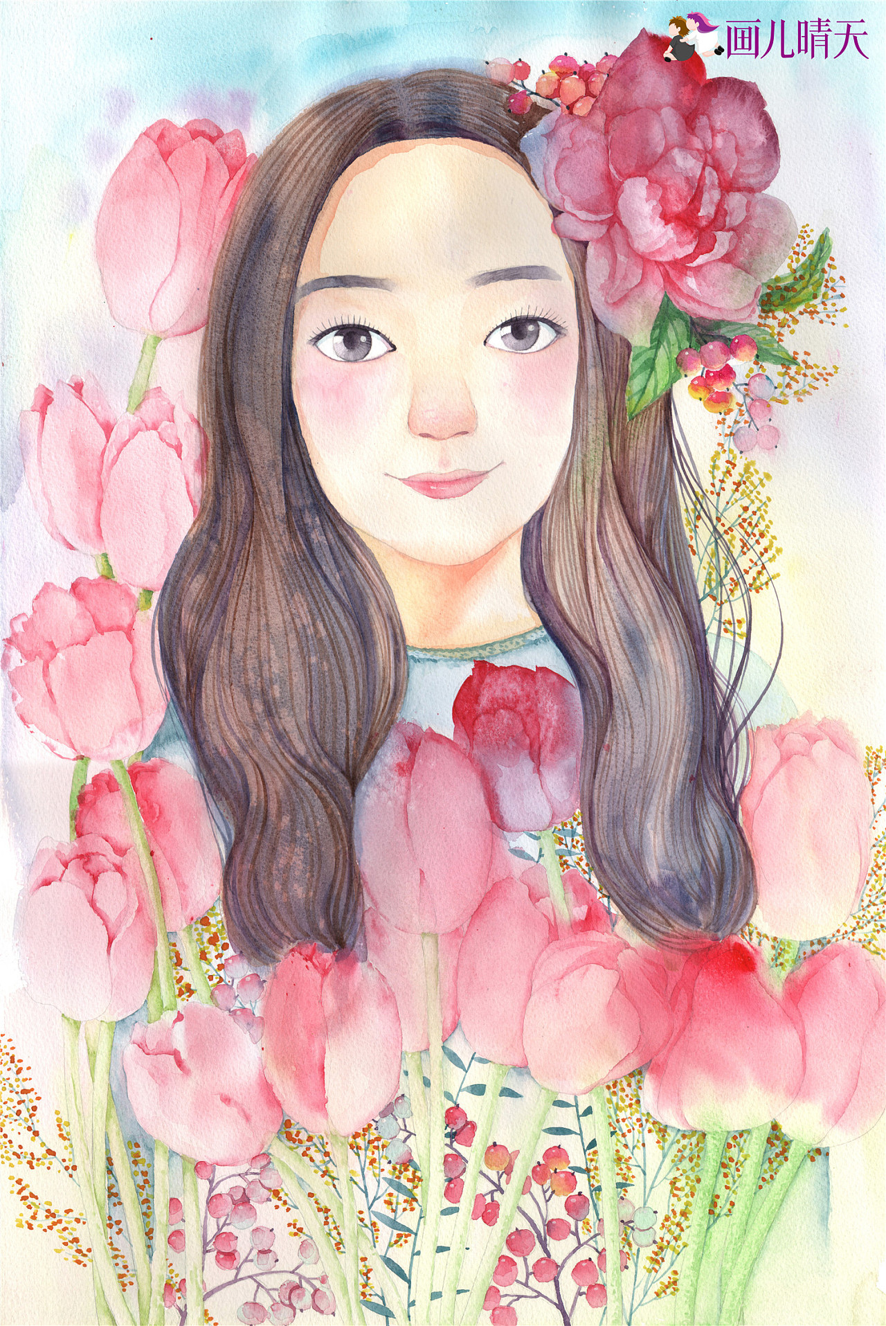 水彩插画人物头部系列15幅|插画|儿童插画|画儿晴天 - 原创作品