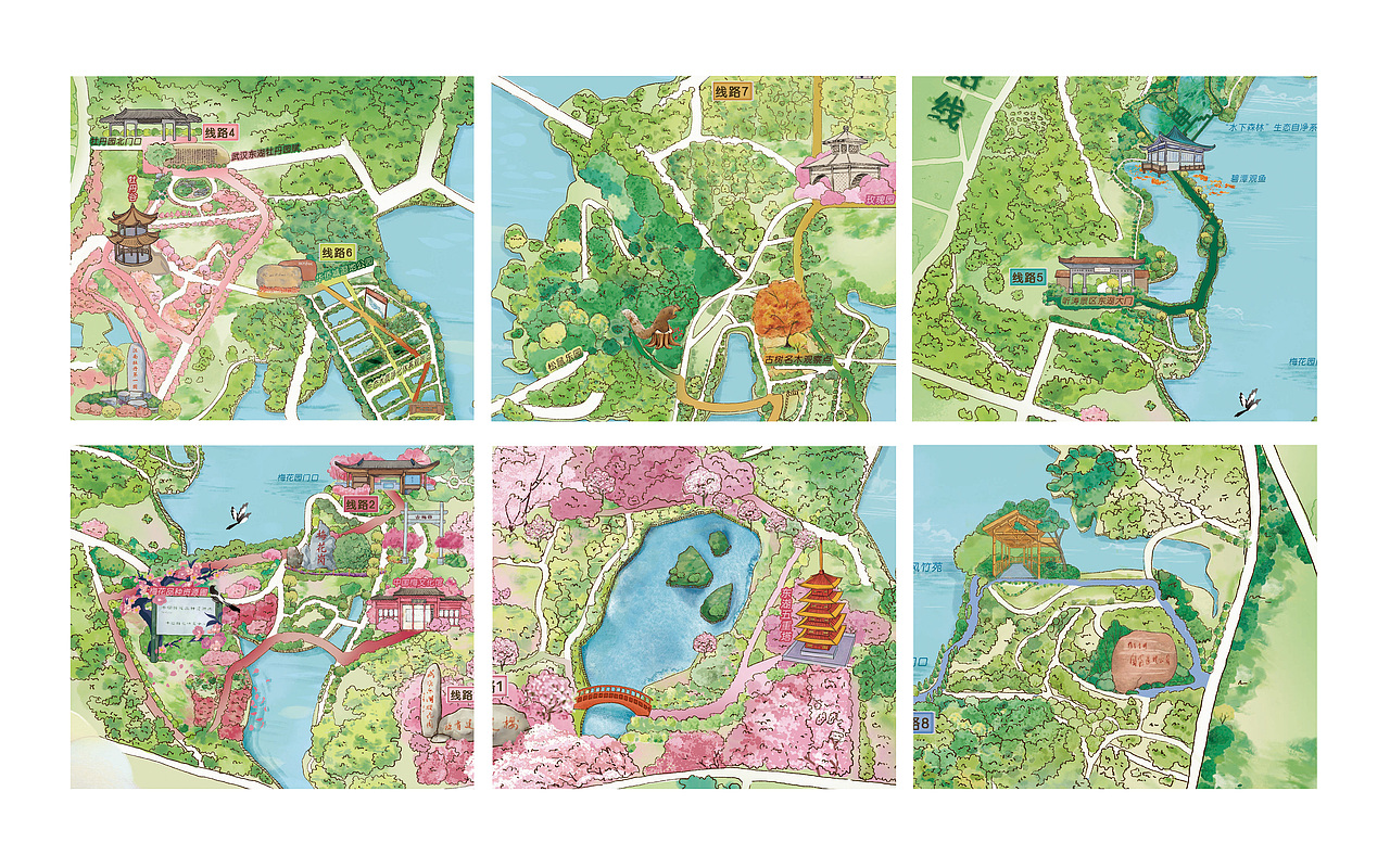 麦小朵手绘创意地图东湖景区