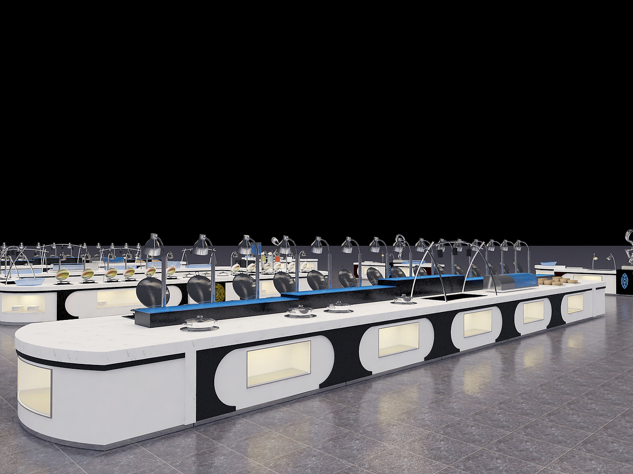 多功能平面布菲 圆柱形LED桌灯鲍鱼服务车折叠式布菲炉