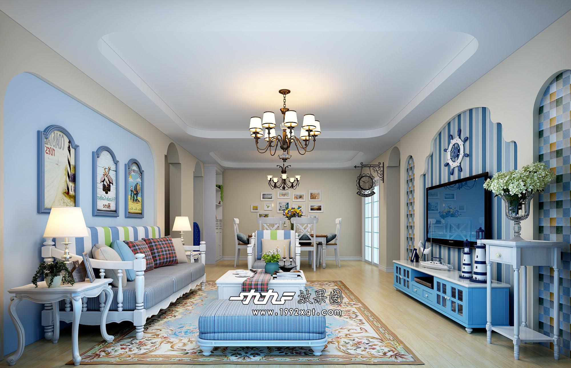 地中海风格案例|空间|家装设计|1992效果图陈丹妮 - 原创作品 - 站酷