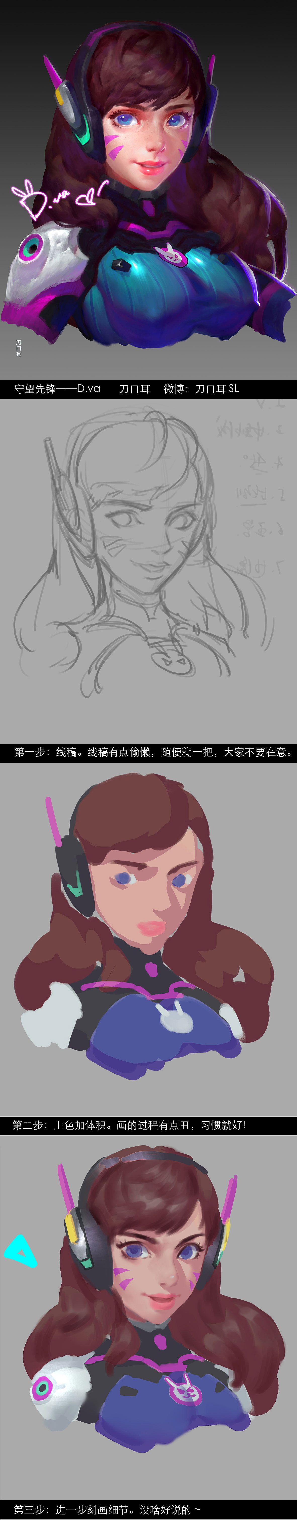 彩色头像步骤图（图ZNjQyMTgxMzI=） - 单幅漫画 - 站酷设计师上海绘灵学院原创素材 - 站酷ZCOOL