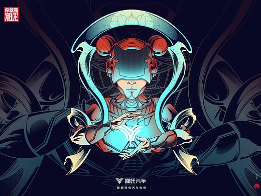 无畏前行-哪吒汽车IP卡通形象吉祥物设计