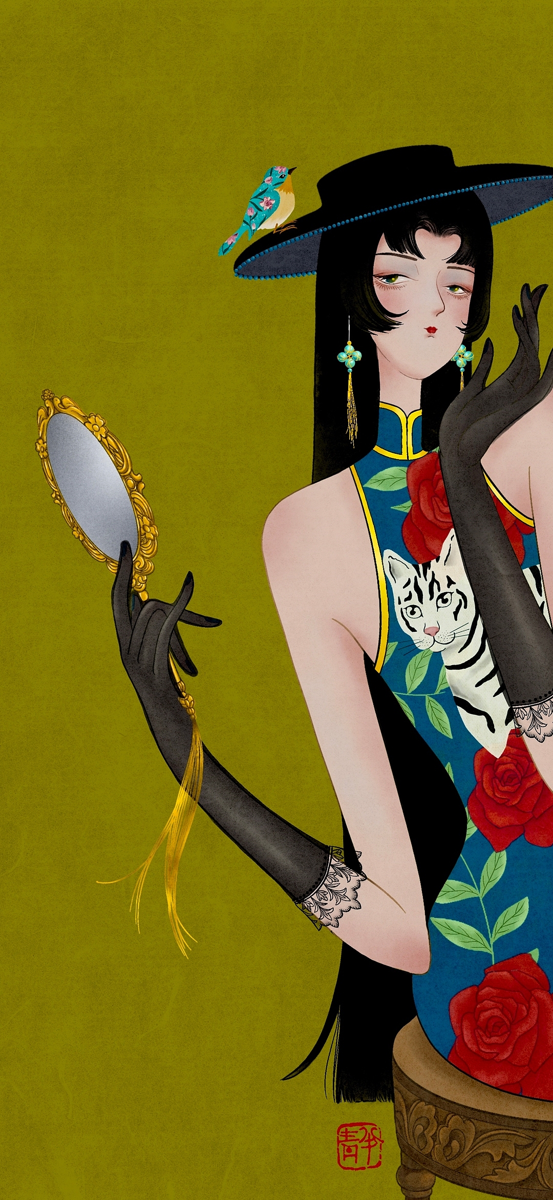 《花颜镜》（图ZMzEzODg0OTcy） - 艺术插画 - 站酷设计师半青姑娘原创素材 - 站酷ZCOOL