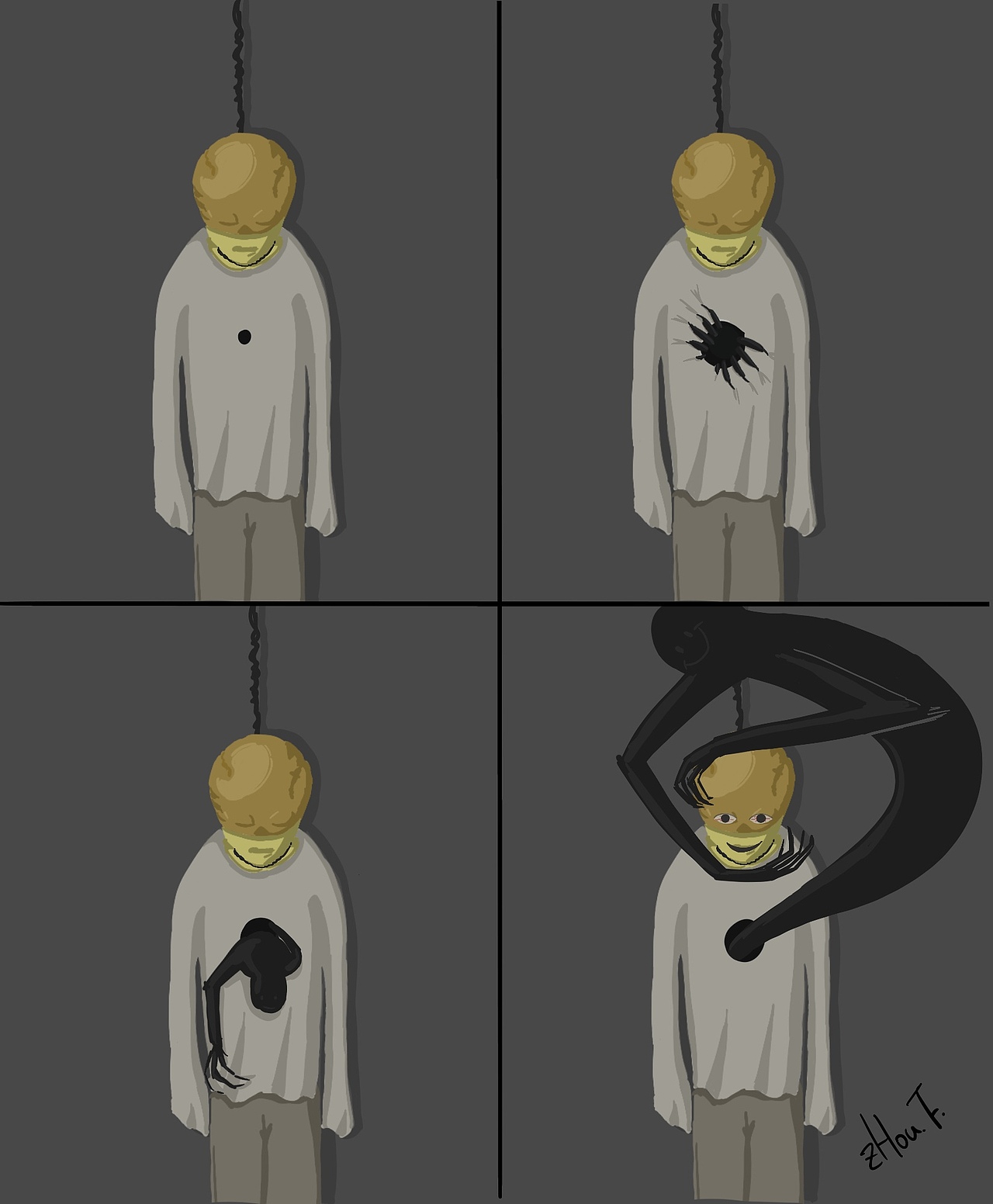 （原创四格漫画）心魔（图ZMjAyNzg5MjA0） - 艺术插画 - 站酷设计师百无一用是艺术原创素材 - 站酷ZCOOL