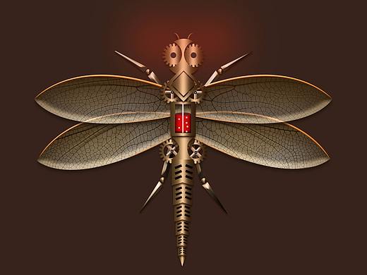 金属质感机械蜻蜓