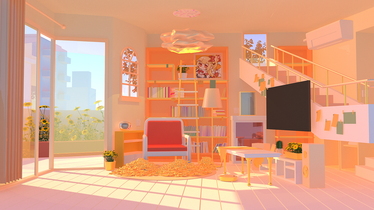 c4d场景练习-客厅(21.07)