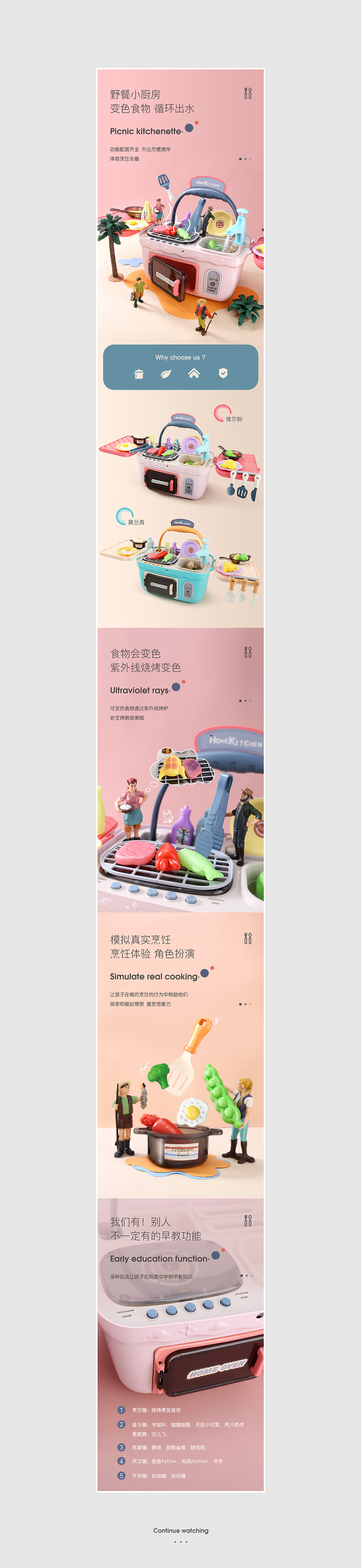儿童过家家野餐烧烤厨房玩具详情页