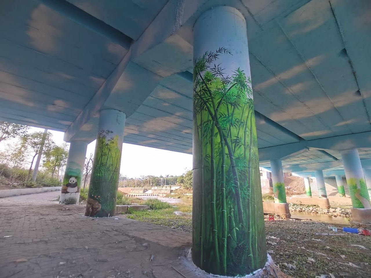 乡村振新,熊猫,竹子文化墙绘