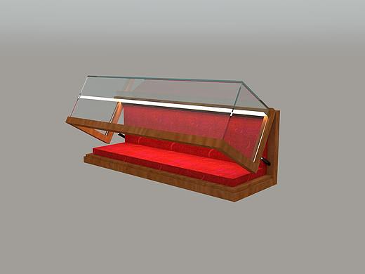 木纹钢板博物馆悬挑展柜效果图-博物馆展柜