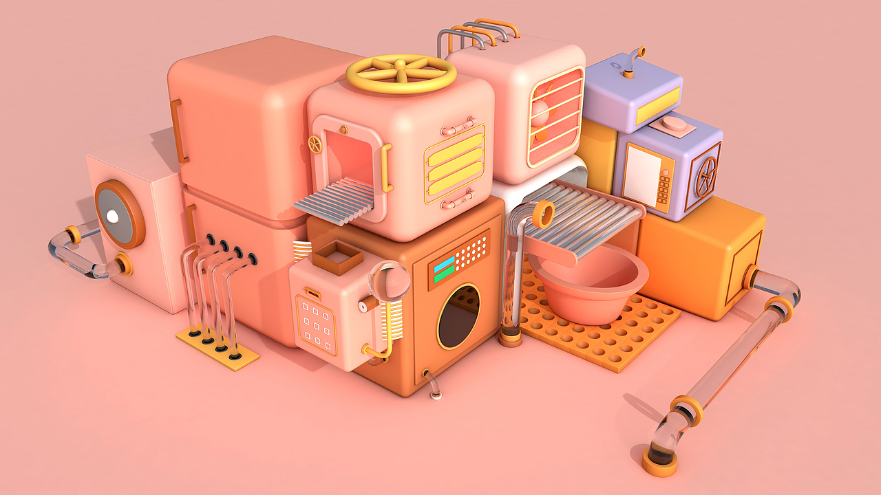 c4d圆角可爱模型-家居临摹（图ZMjAwNjI1MDI0） - 场景 - 站酷设计师小娅丫原创素材 - 站酷ZCOOL