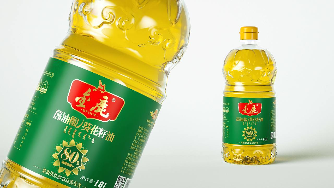 金鹿高油酸葵花籽油 葵花籽油 灵智食用油包装设计_灵智品牌营销策划