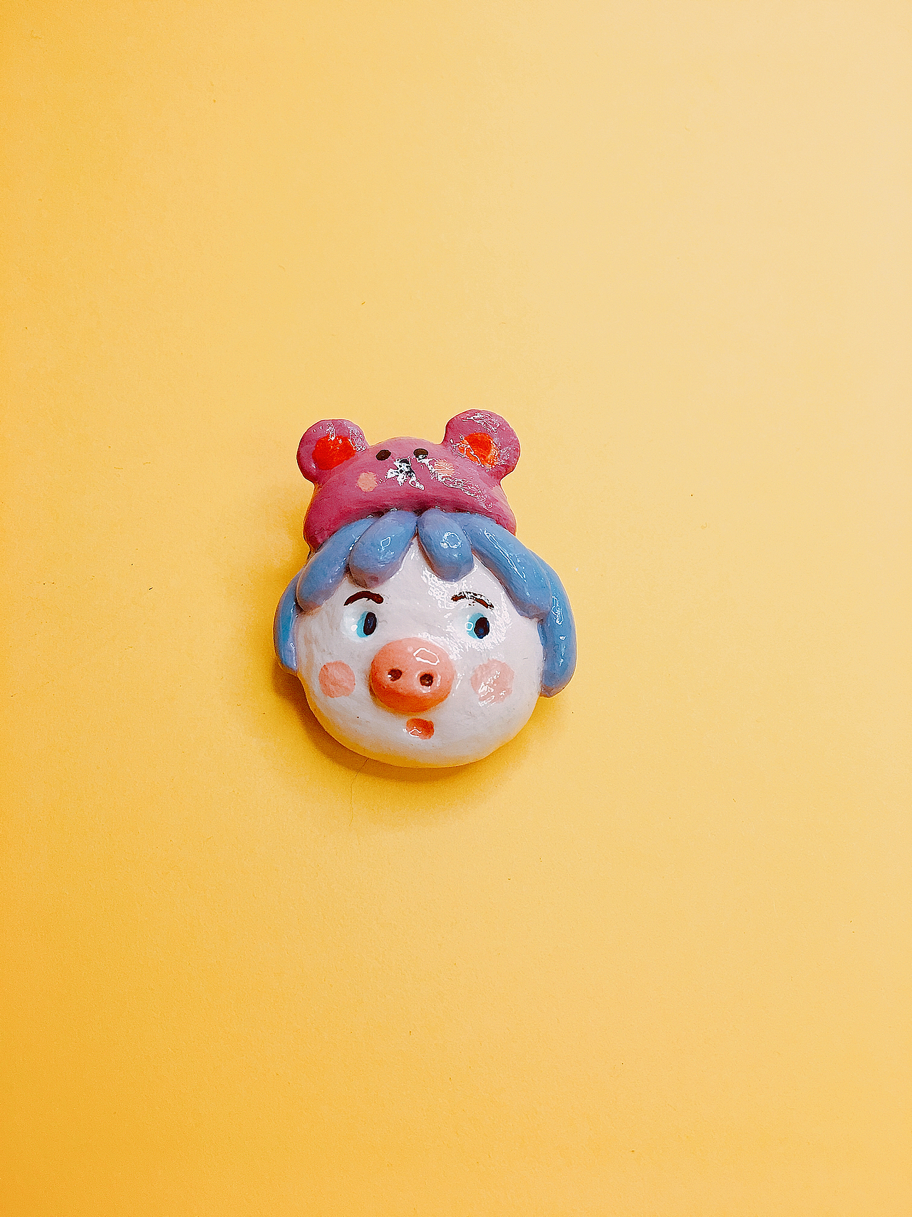 石塑黏土胸针,丑萌丑萌