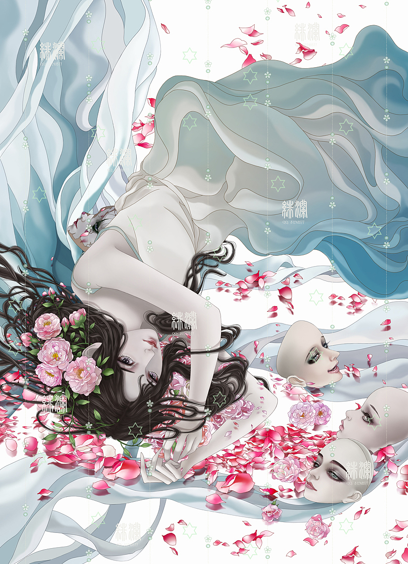 美人面（图ZMTExOTE3NjY4） - 商业插画 - 站酷设计师插画师绯澜原创素材 - 站酷ZCOOL