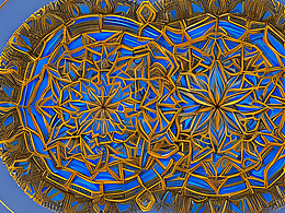 #站酷梦笔#曼陀罗圆形剪纸，瓷质外骨骼，蓝金配色，科