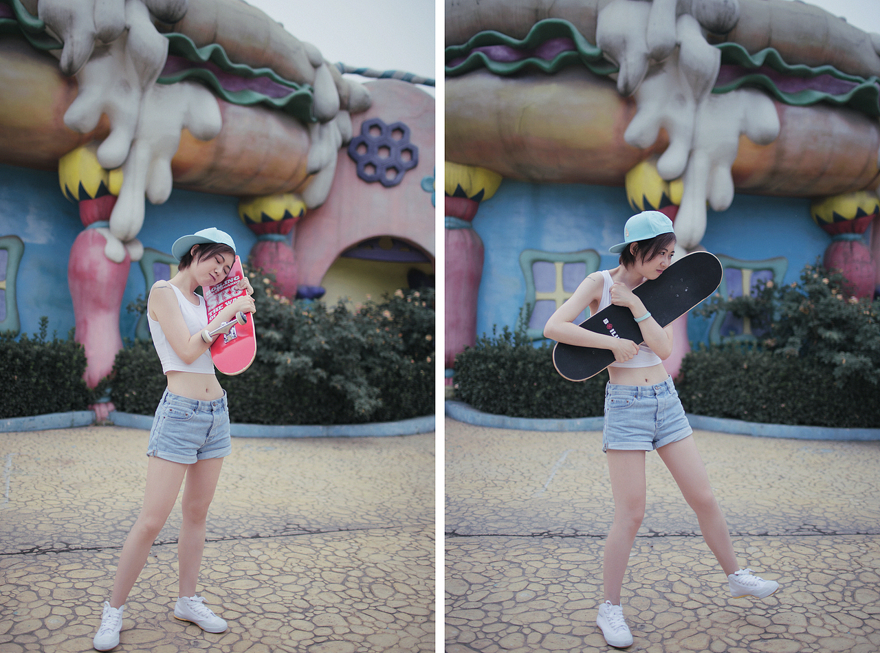 滑板少女（图ZNTI3NDA0MDA=） - 人像摄影 - 站酷设计师波爷kk原创素材 - 站酷ZCOOL