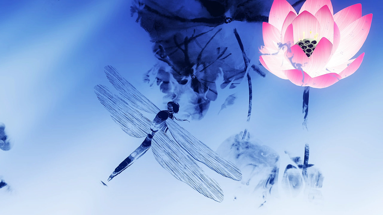 原创中国水墨风格荷塘月色