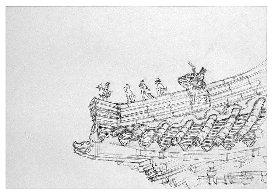 《丛台·一角》绘画步骤