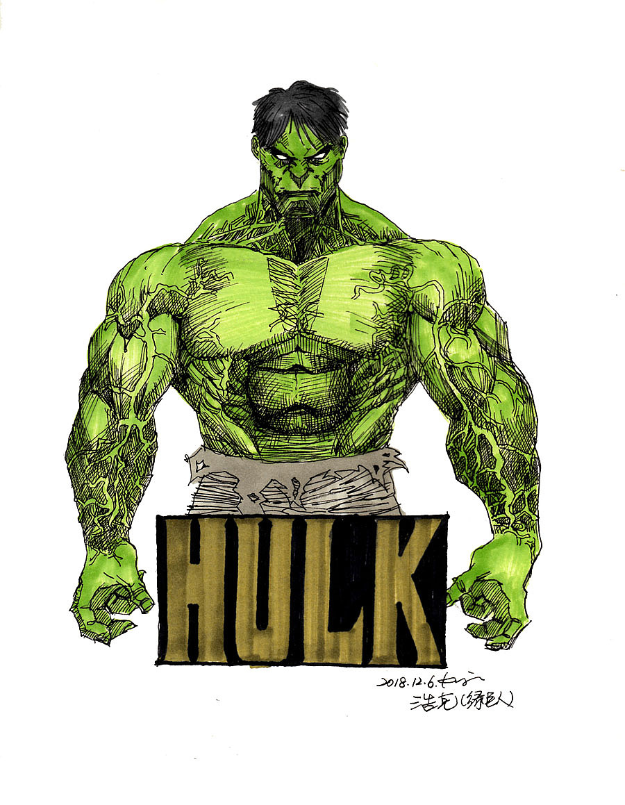 浩克海报 手绘步骤图