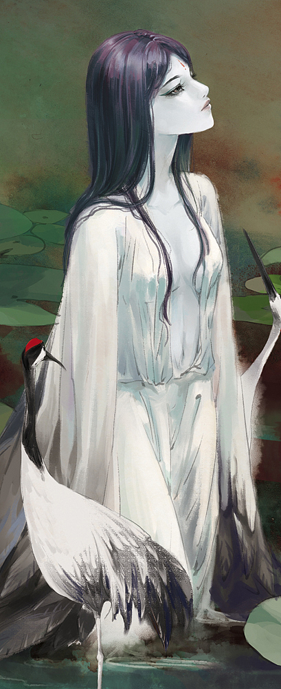 《鹤女望天》绘制过程图（图ZMTIxNDM3NTI=） - 创作习作 - 站酷设计师詹詹詹小花原创素材 - 站酷ZCOOL