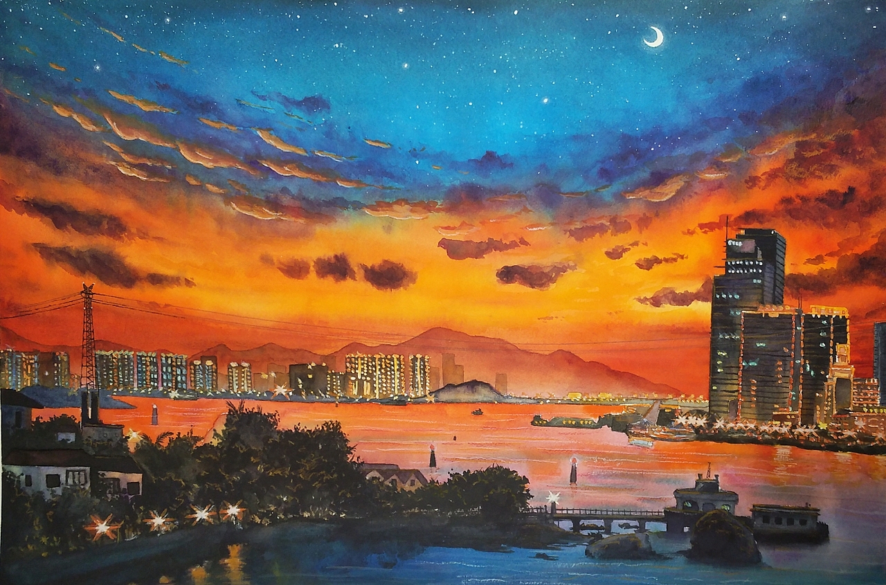 水彩风景 厦门 鼓浪屿