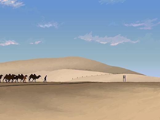 画了一张去年去过的鸣沙山