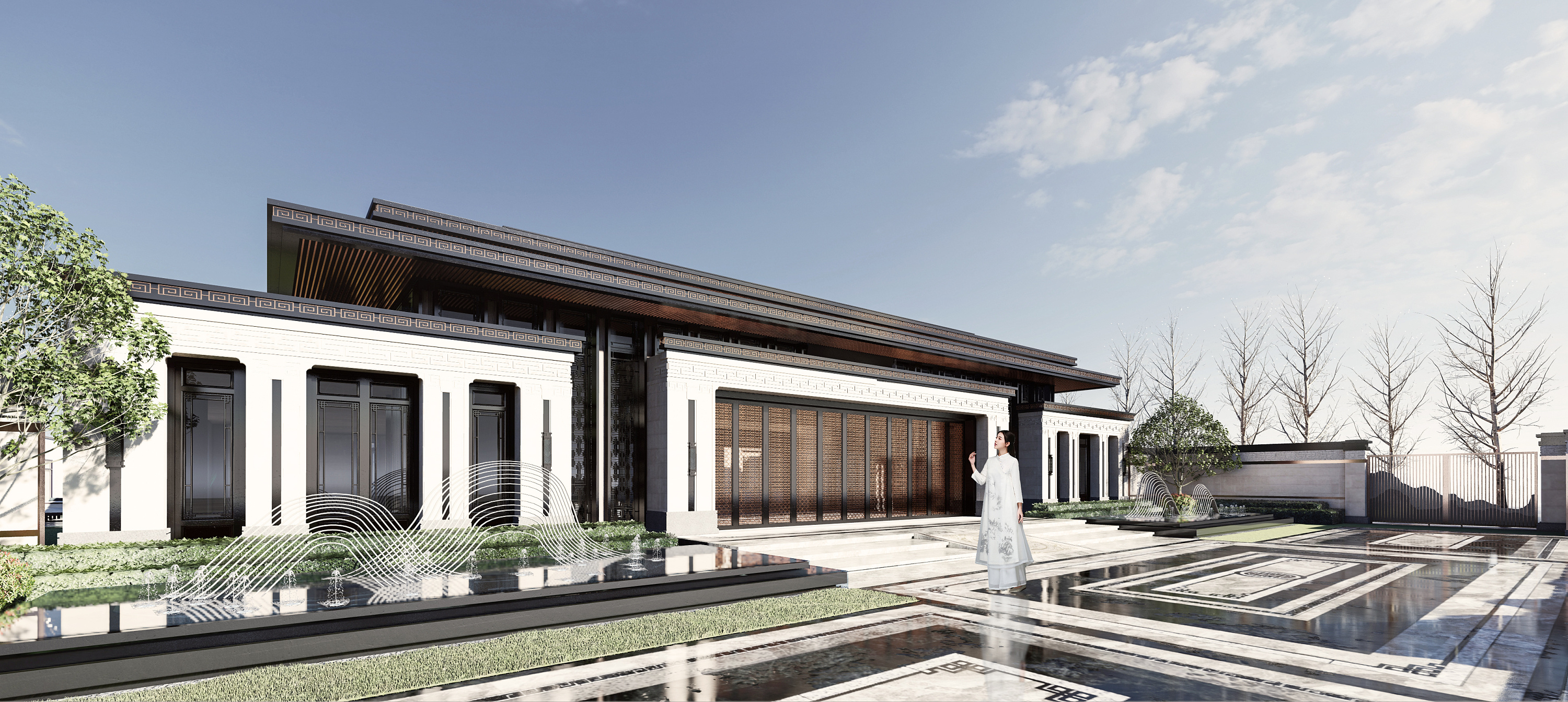 某新中式居住区前庭|三维|建筑/空间|骆驼不喝水 - 原创作品 - 站酷