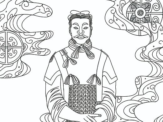兵马俑涂色线稿