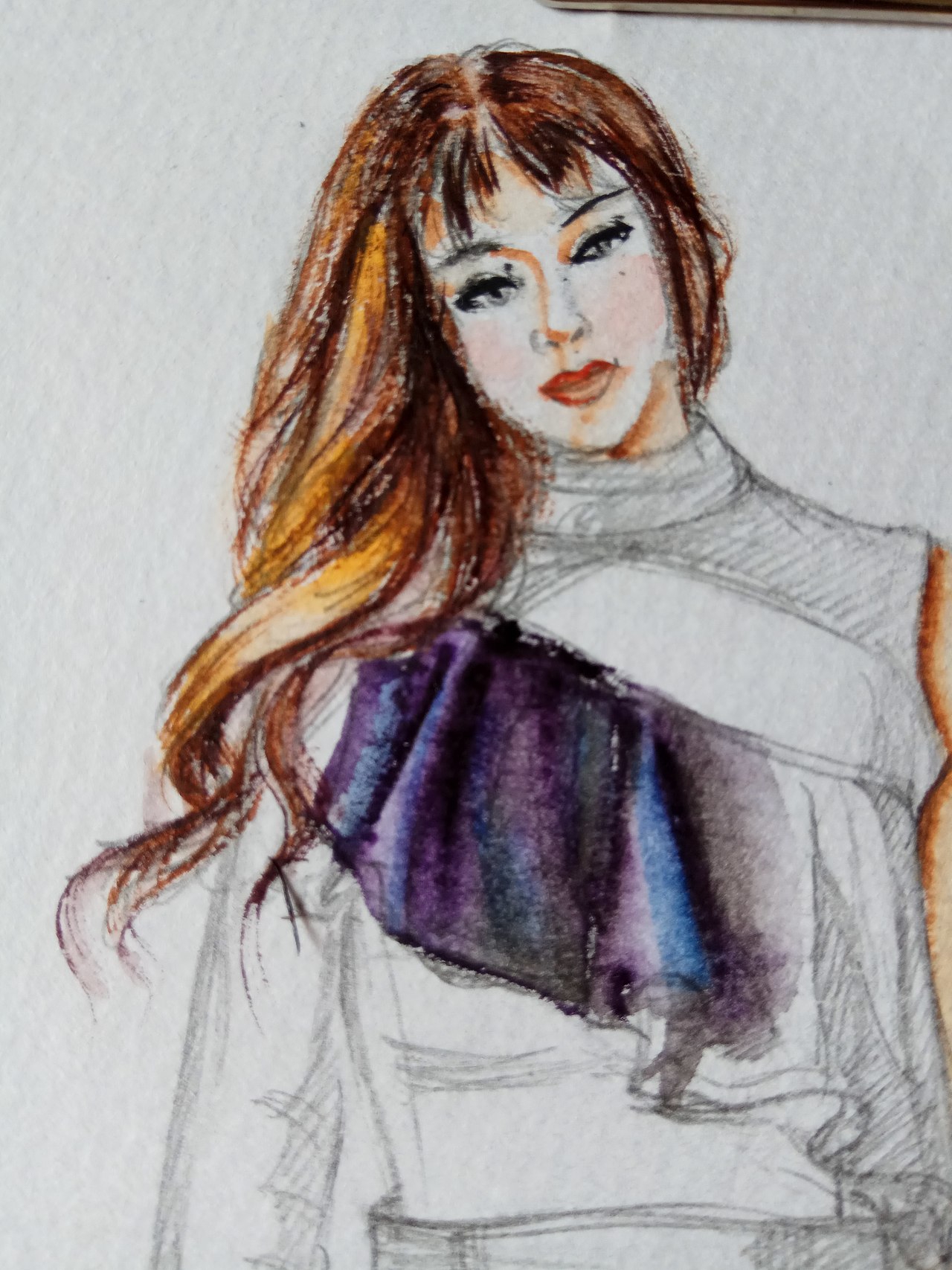 手绘水彩蕾丝质感服装效果图_涂鸦小h桃o-站酷zcool