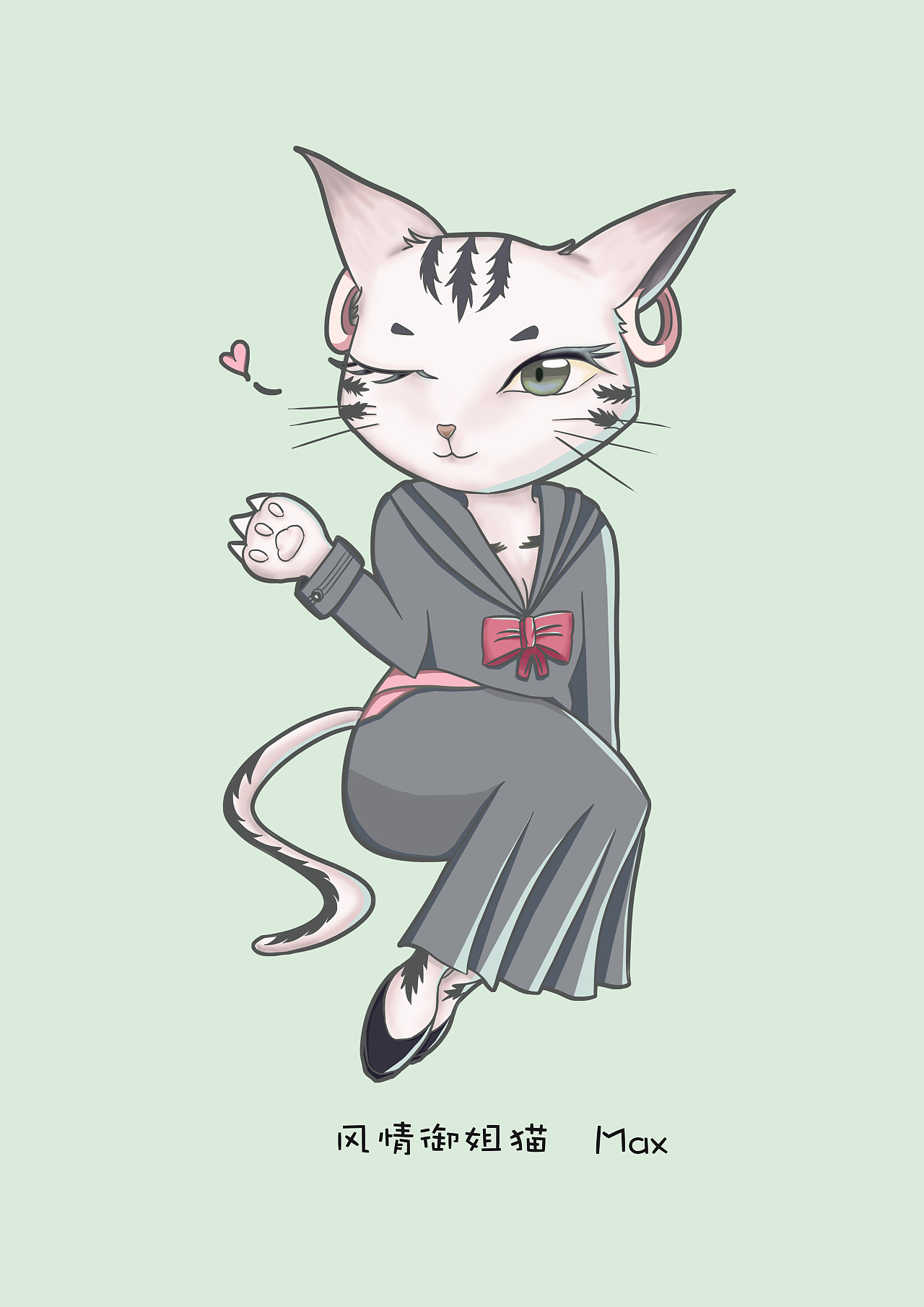 【校园喵拟人 系列插画】五美喵 大叔喵