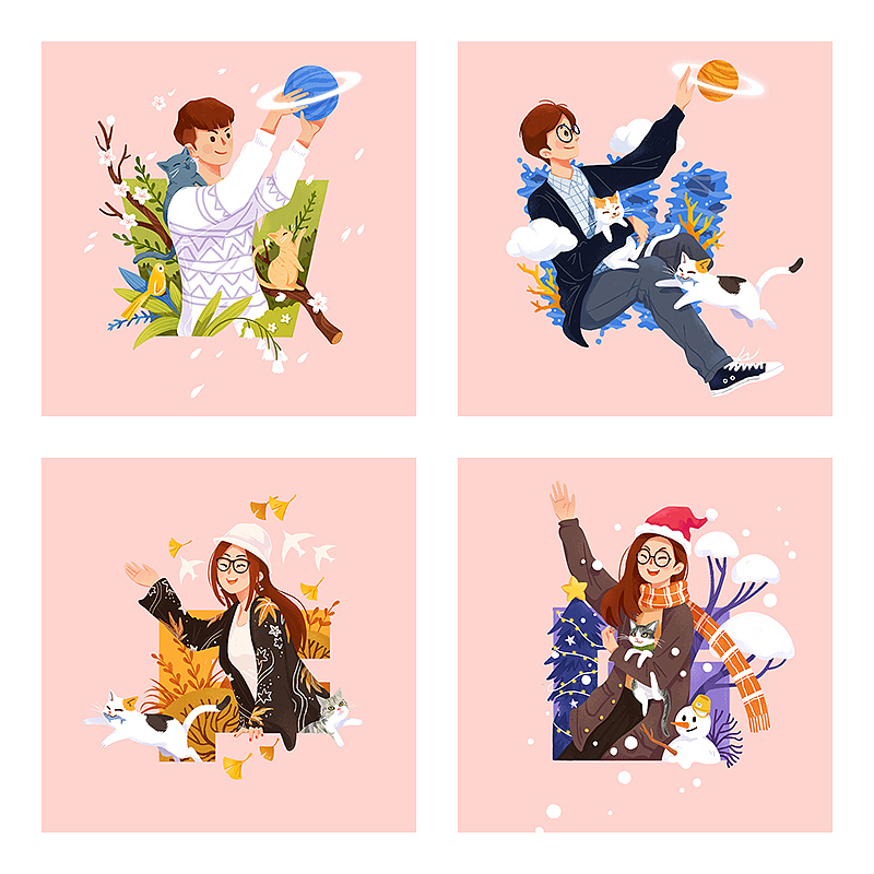 春夏秋冬-WWFG周年贺图（图ZMTM5NTgyMTEy） - 商业插画 - 站酷设计师昨日的Guyin原创素材 - 站酷ZCOOL