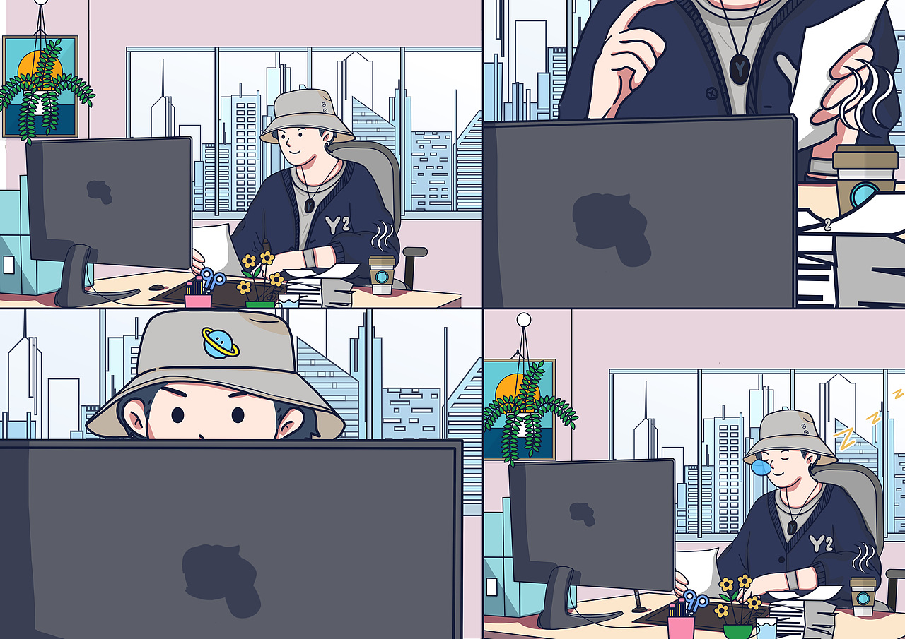 以纯Y2品牌合作的潮牛研究所插画