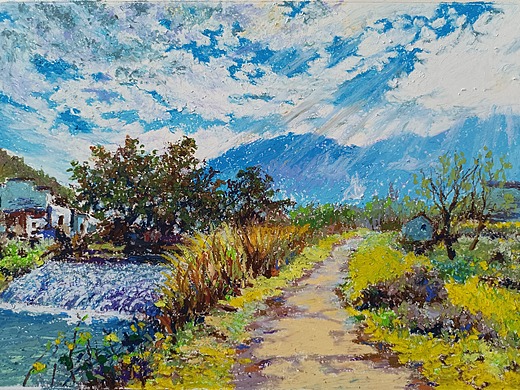 油画棒画风景
