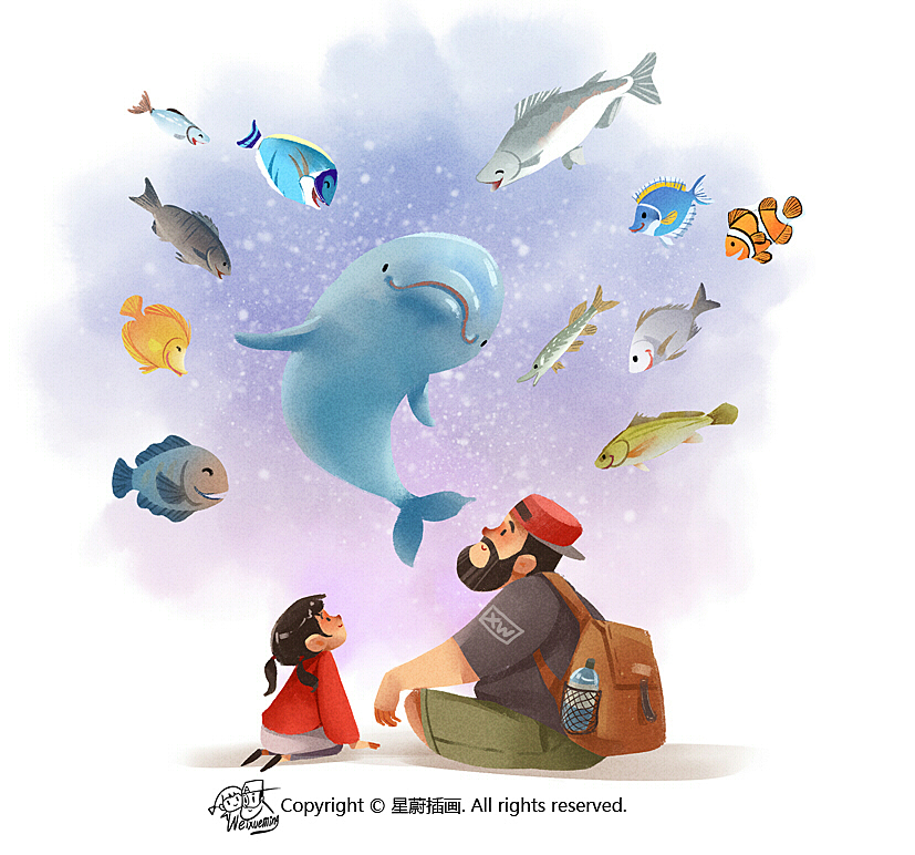海洋馆的一天,<br>印象最深的一句话。<br>“爸爸,我看到所有的鱼都在对我笑。”