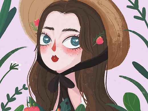 少女人像系列插画