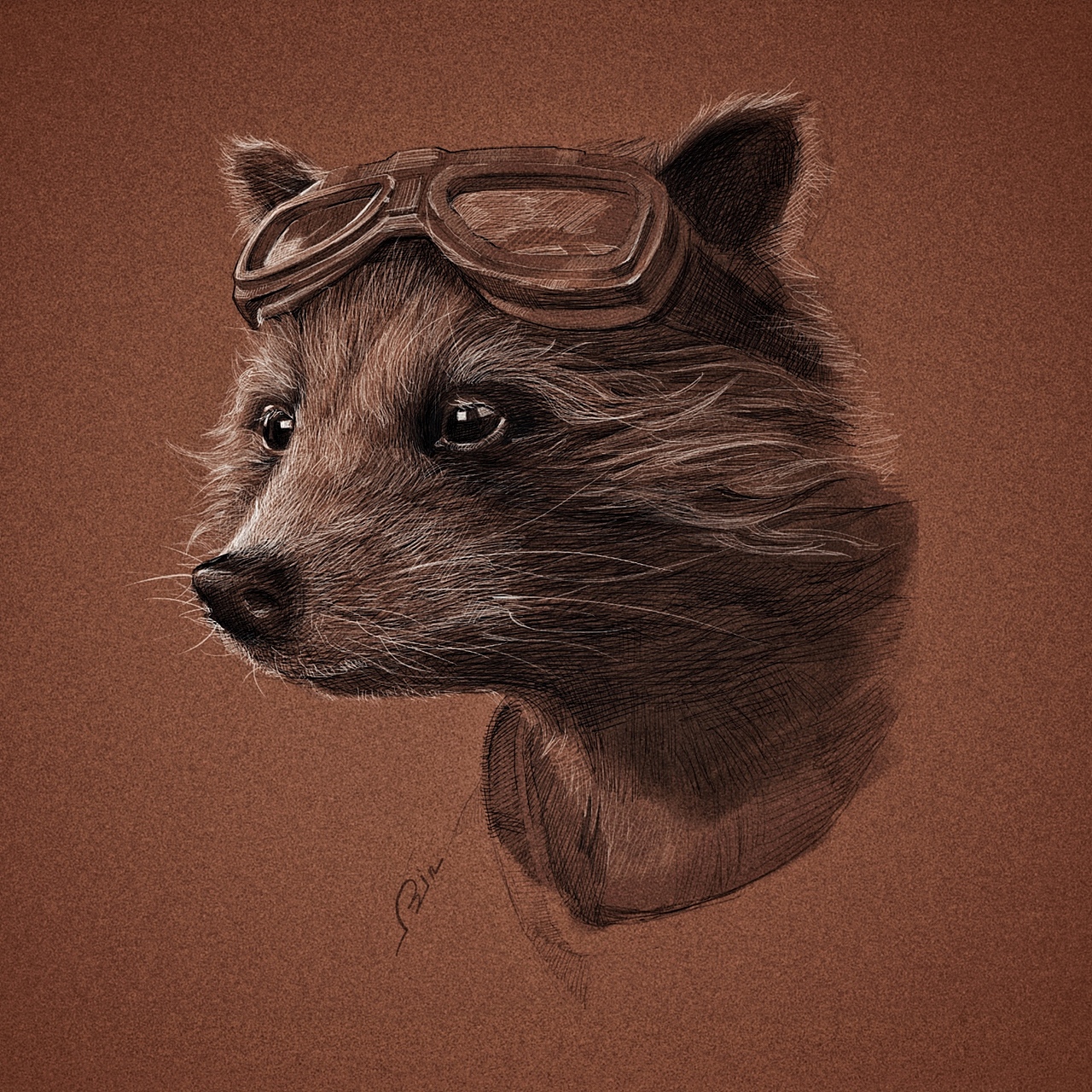 平日ipad绘画小练银河护卫队火箭浣熊rocketraccoon