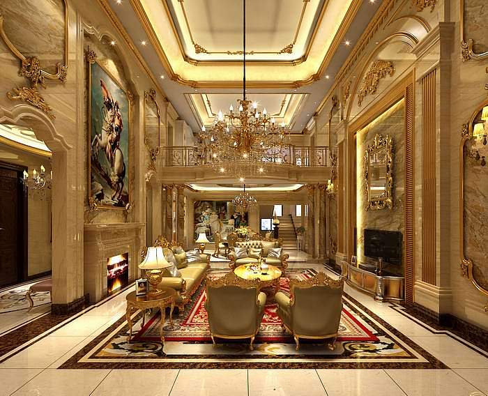 贵阳中航城·云墅别墅豪华欧式风格装修设计效果图!